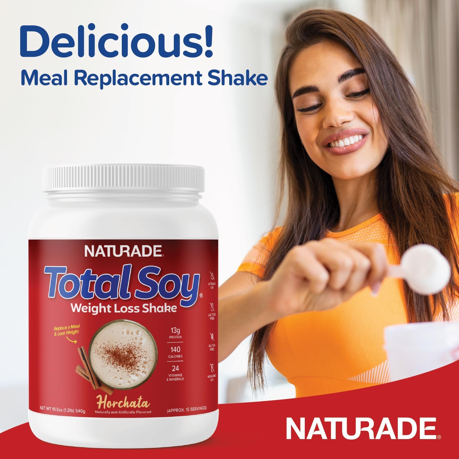 Naturade Total Soy Protein Powder - 13g Plant Protein & 140 Calories per Serving - Zero Trans Fat - Non-GMO Soy - Lactose & Gluten Free - Horchata (15 Servings) : Health & Household