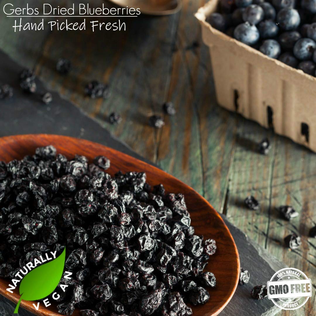 GERBS Dried Blueberries 4 LBS. | Freshly Dehydrated Re-sealable Bulk Bag | Top 14 Food Allergy Free | Sulfur Dioxide Free blue berries | Brain & immune system booster | Gluten, Peanut, Tree Nut Free : Grocery & Gourmet Food