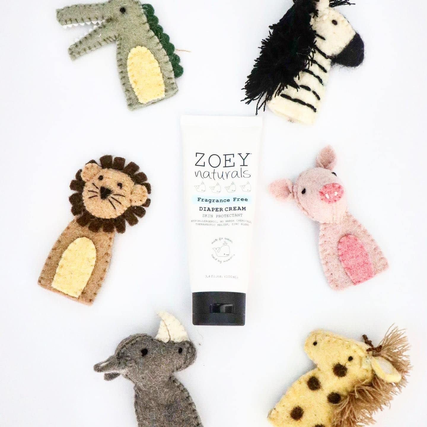 Zoey Naturals - Baby Diaper Cream - Soothing Relief - Rash Protectant & Healing With Zinc Oxide & Kaolin Clay Ointment - Fragrance Free 3.4 Oz : Baby