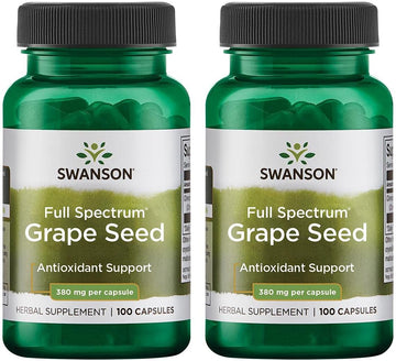 Swanson Grape Seed Heart Antioxidant Free Radicals Healthy Blood Pressure Support Polyphenols Opcs Herbal Supplement 380 Mg 100 Capsules (2 Pack)