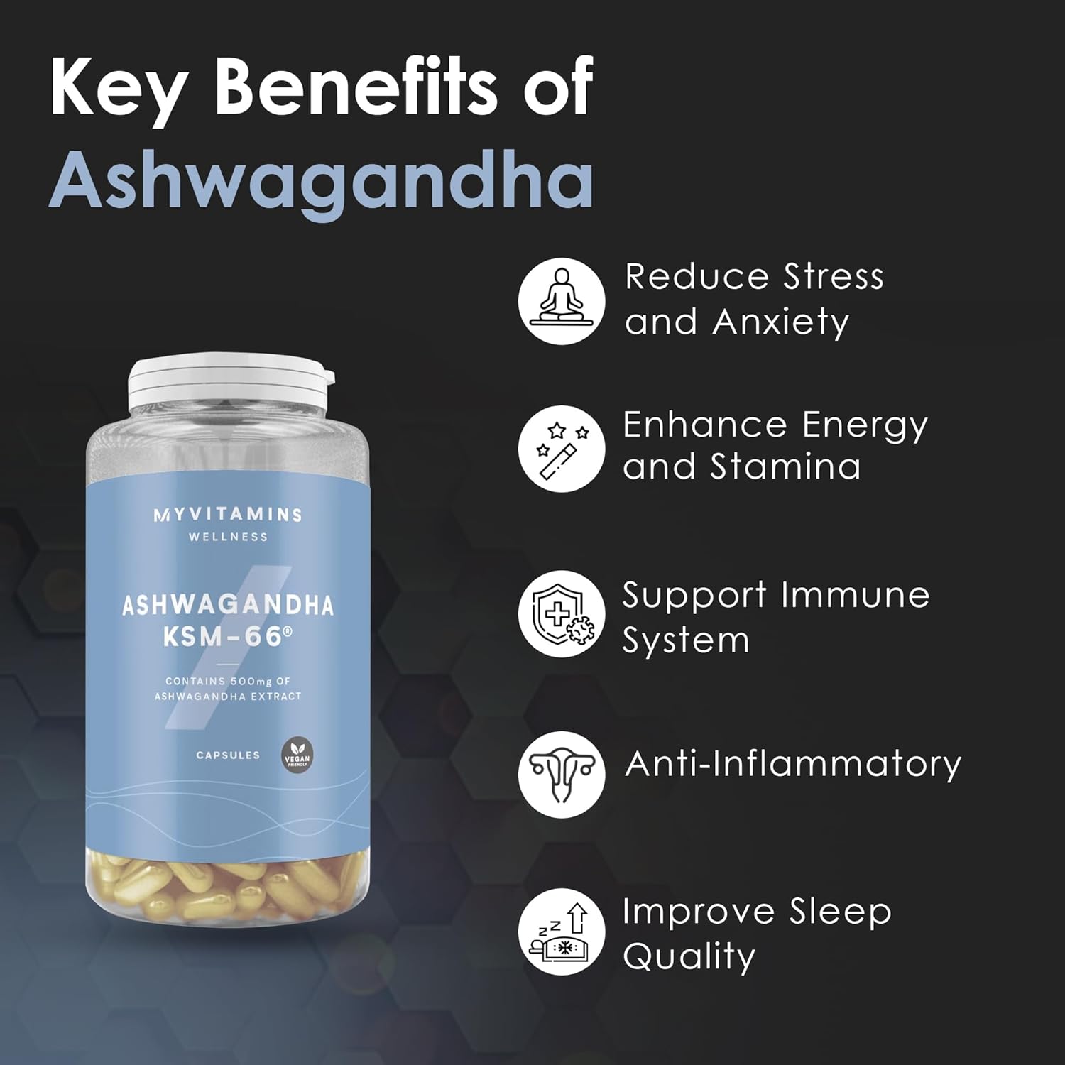MyProtein Ashwagandha KSM66 Capsules, Full-Spectrum Root Extract, High Potency, Natural Stress Relief, Enhanced Mood, Immune Support, Non-GMO, Vegan - 90 Capsules : Amazon.co.uk: Health & Personal Care