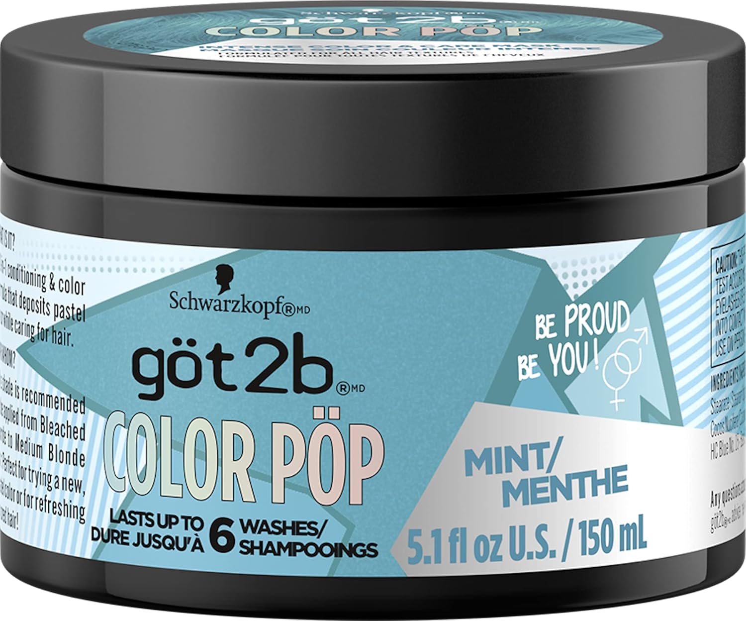 Got2B Color Pop Semi-Permanent Hair Color Mask, Mint, 5.1 Oz