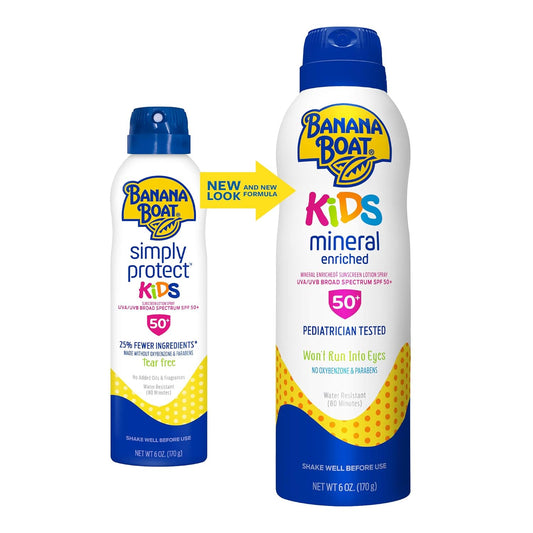 Banana Boat Kids Mineral Enriched, Won'T Run Into Eyes, Reef Friendly, Broad Spectrum Sunscreen Spray, Spf 50, 6Oz