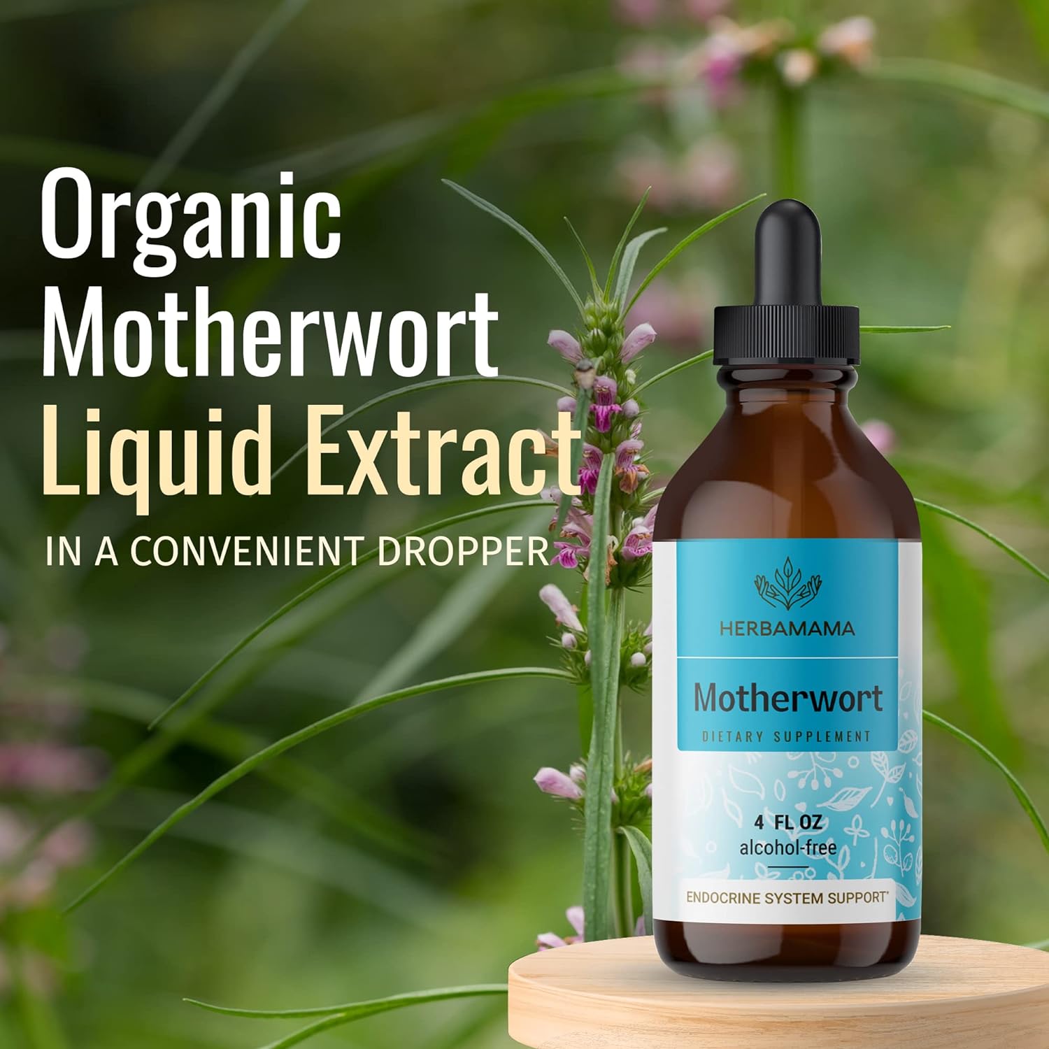 HERBAMAMA Motherwort Tincture - Organic Motherwort Herb Liquid Drops - Vegan Supplement - 4 fl oz : Health & Household