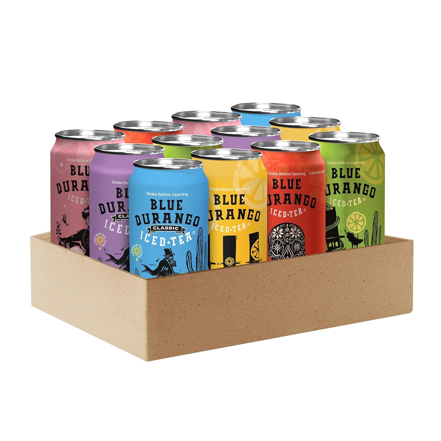 Blue Durango Iced Tea, Variety Pack - Organic Cane Sugar - Non-Gmo, No Artificial Sweeteners, Gluten-Free - Low Sugar - All Natural Ingredients - Black Tea, Lemon & More - 16 Oz Cans (12 Pack)