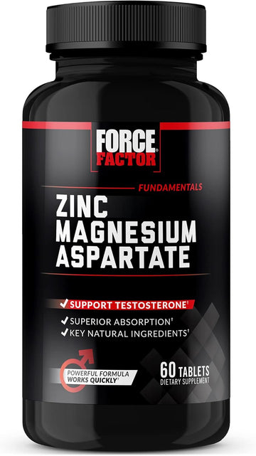 Force Factor Zinc Magnesium Aspartate, Zinc Magnesium Supplement To Increase Testosterone, Boost Performance, And Support Sleep, Recovery, And Immune Health, 60 Tablets