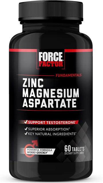 Force Factor Zinc Magnesium Aspartate, Zinc Magnesium Supplement to Increase Testosterone, Boost Performance, and Support Sleep, Recovery, and Immune Health, 60 Tablets