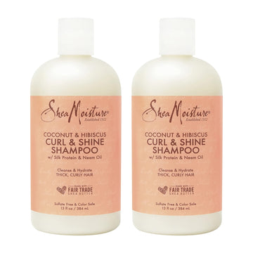 Sheamoisture Curl And Shine Coconut Shampoo For Curly Hair Coconut And Hibiscus Paraben Free Shampoo 13 Oz 2 Count