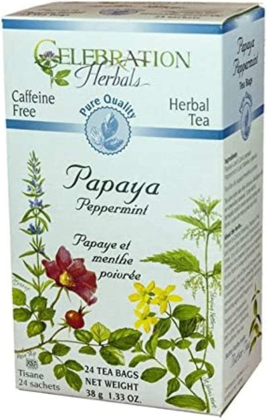 Celebration Herbals Papaya Peppermint Tea Organic 24 Bag, 0.02 Pound : Health & Household