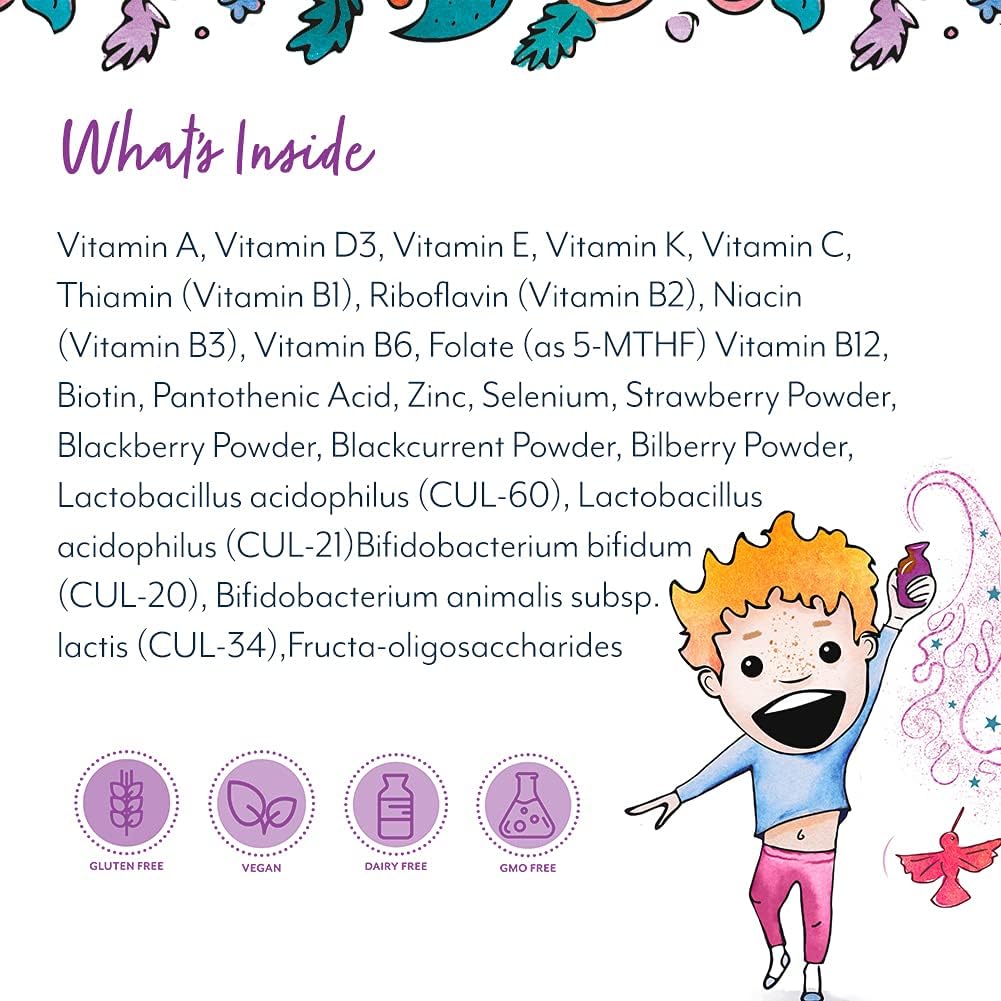 Baba West Children’S Multivitamin & Multibiotic Powder (1-12 Years) - Kids Multivitamin With Friendly Bacteria - Supports Immunity & Gut Health - 1 Month Supply (30 Days)