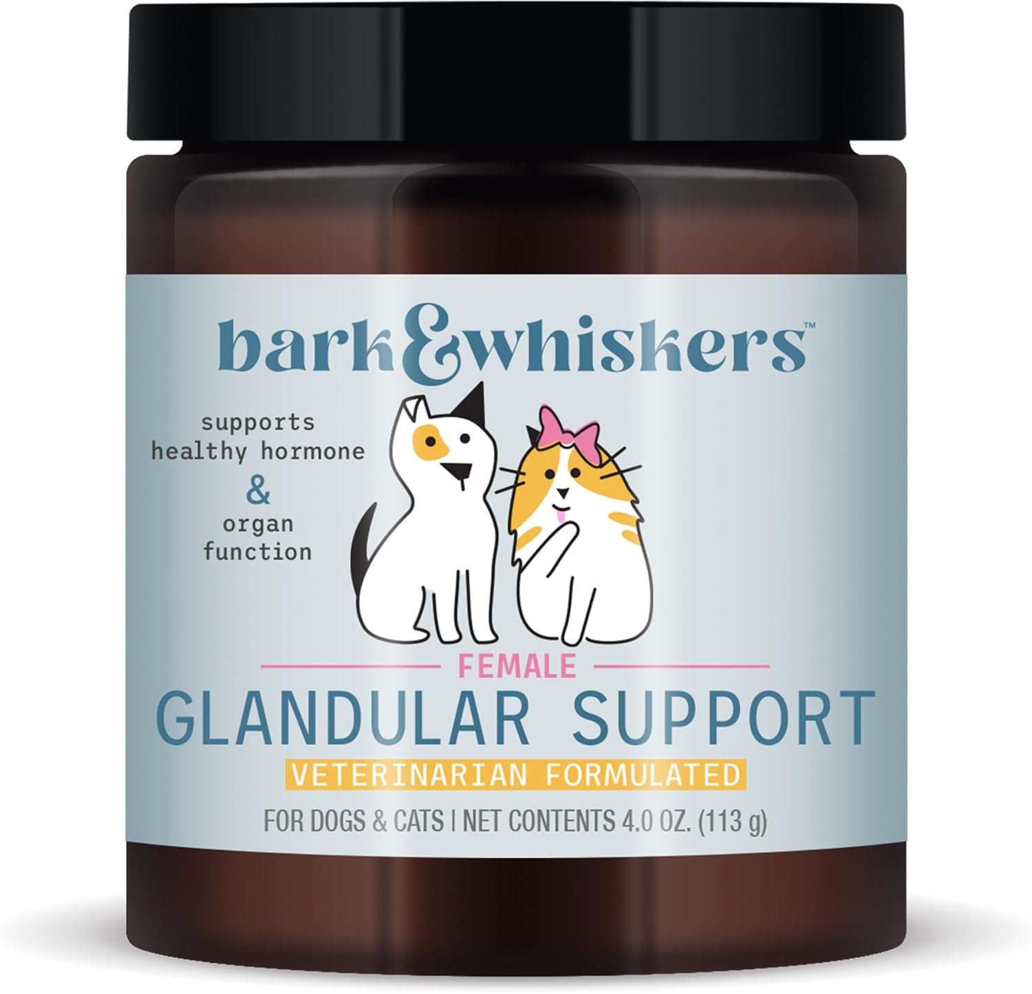 Bark & Whiskers Female Glandular Support, 4 Oz. (113 G), 75 Scoops, Supports Healthy Hormone And Organ Function, Veterinarian Formulated, Non-Gmo, Dr. Mercola