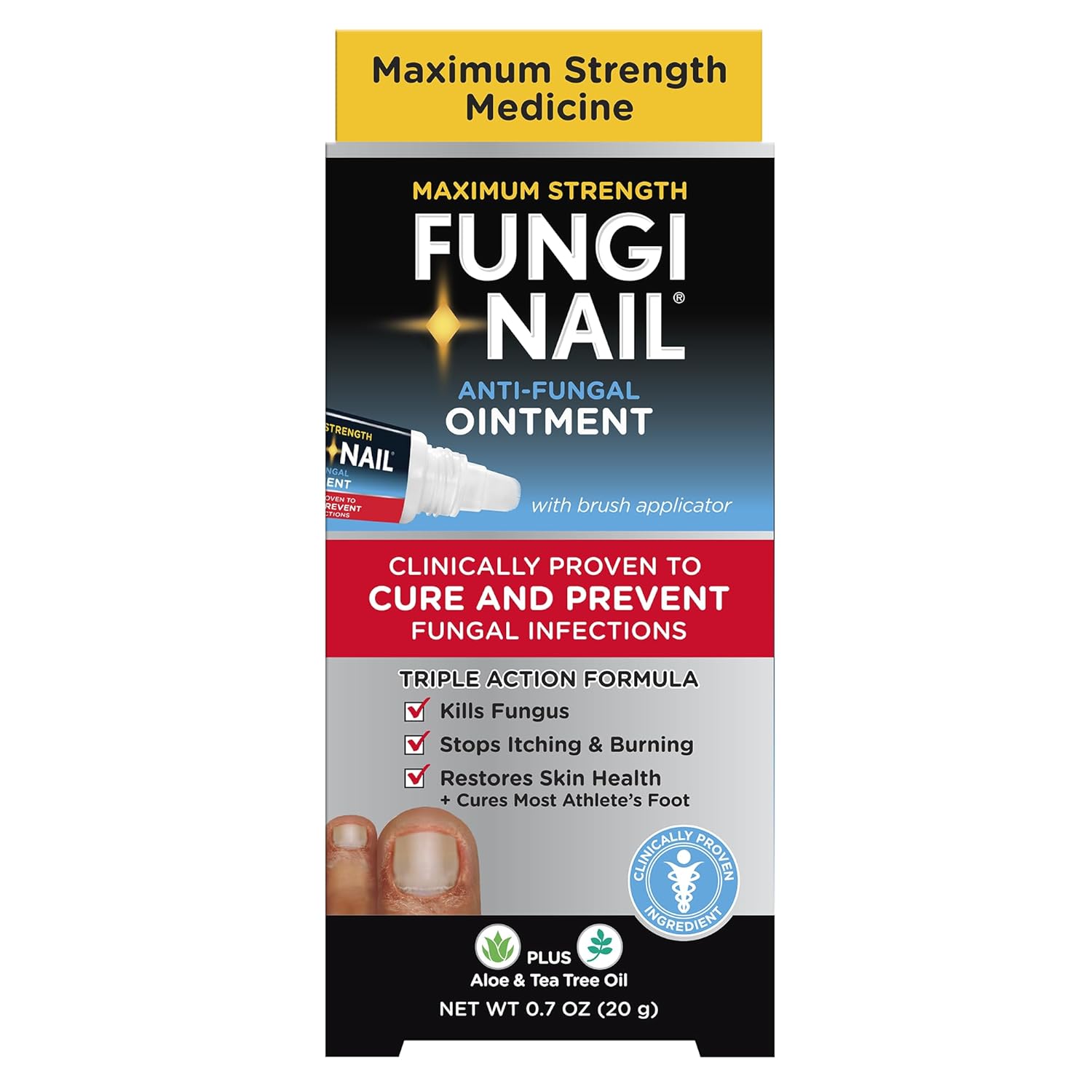 Fungi Nail Anti-Fungal Ointment, Kills Fungus That Can Lead To Nail & Athlete’S Foot With Tolnaftate & Clinically Proven To Cure Infections, Natural Color, 0.7 Fl Oz