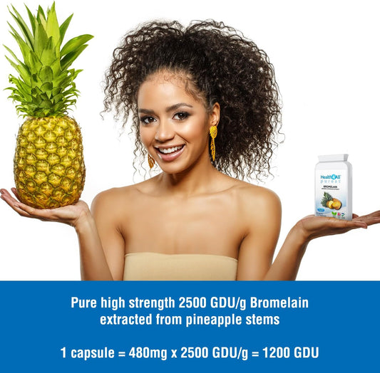 Health4All Bromelain 2500Gdu/G, 120 Capsules High Strength 1200Gdu Per Capsule, Pure Bromelain Supplement, Proteolytic Digestive Enzyme From Pineapple Extract (Not Tablets) | Made In Uk
