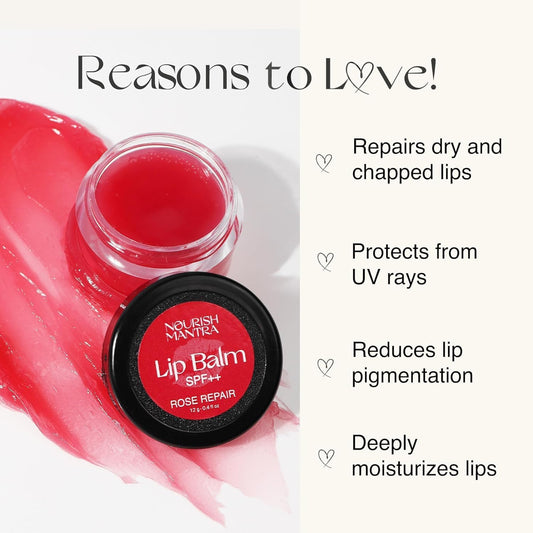 Nourish Mantra Rose Lip Balm With Spf | Made With Rose Extract, Olive Oil, Shea Butter, Vitamin E And Avocado Oil | For Dry, Chapped & Dark Lips | Best For Both Women And Men | 12G