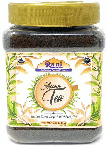 Rani Assam Tea (Indian Loose Leaf Bold Black Tea) 12Oz (340G) Pet Jar ~ All Natural | Vegan | Gluten Friendly | Salt & Sugar Free | Non-Gmo | No Colors | Indian Origin