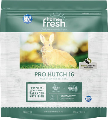 Blue Seal Home Fresh Pro Hutch 16 Pelleted Rabbit Food- 7 Lb. Bag | Alfalfa-Based Bunny Feed Meal Promoting A Healthy Digestive System And Proper Feed Intake