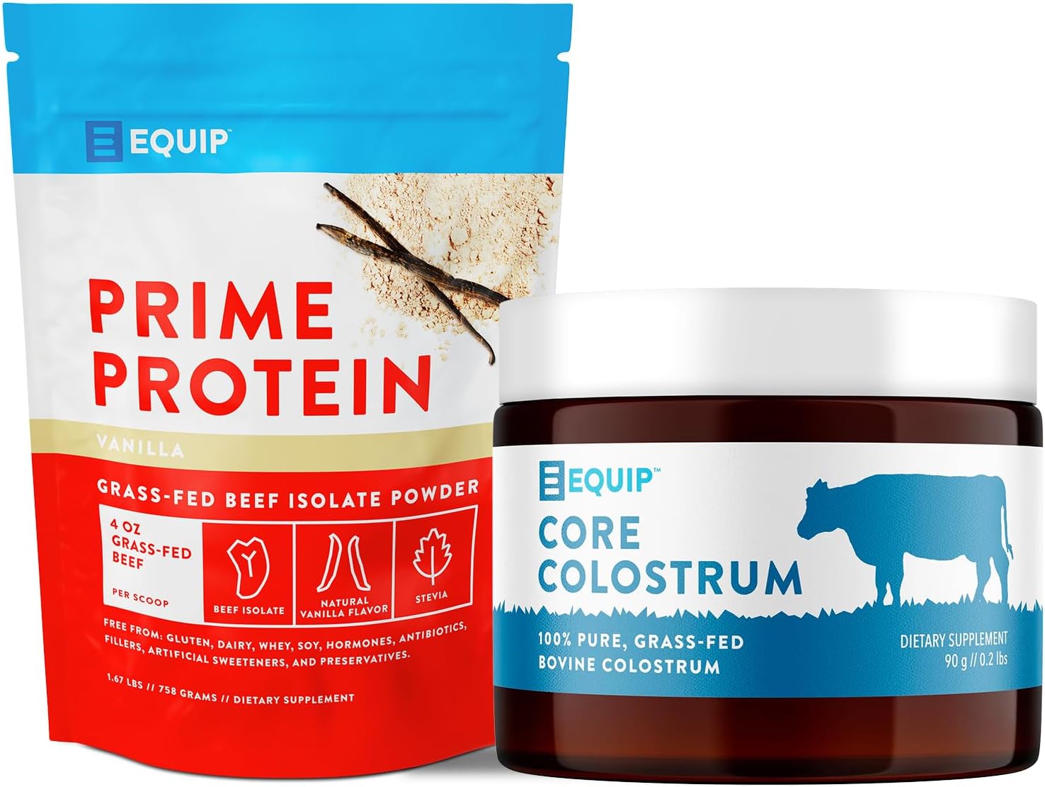 Equip Foods Prime Protein Powder Vanilla & Core Colostrum Powder