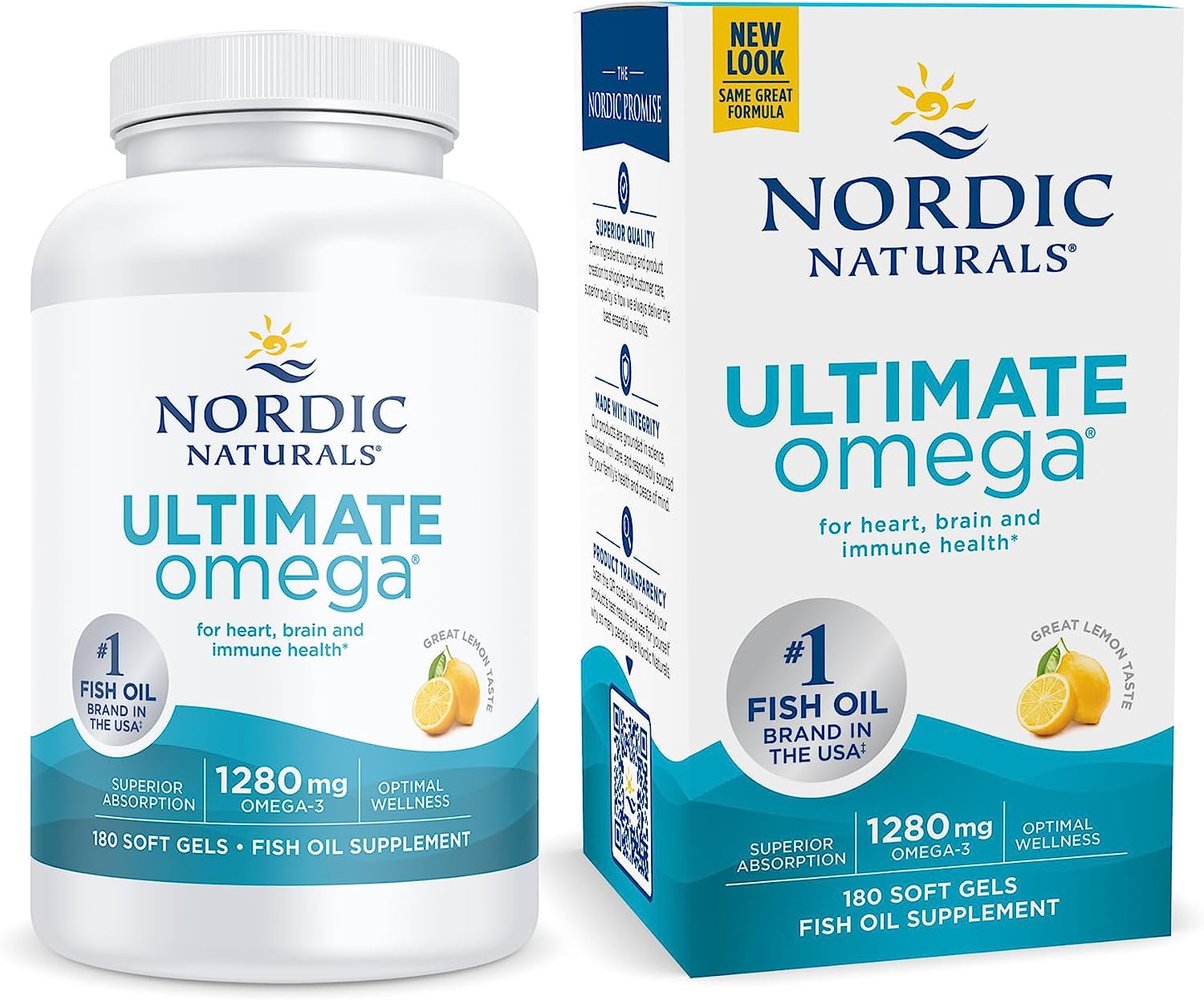 Nordic Naturals Ultimate Omega, Lemon Flavor - 180 Soft Gels - 1280 mg