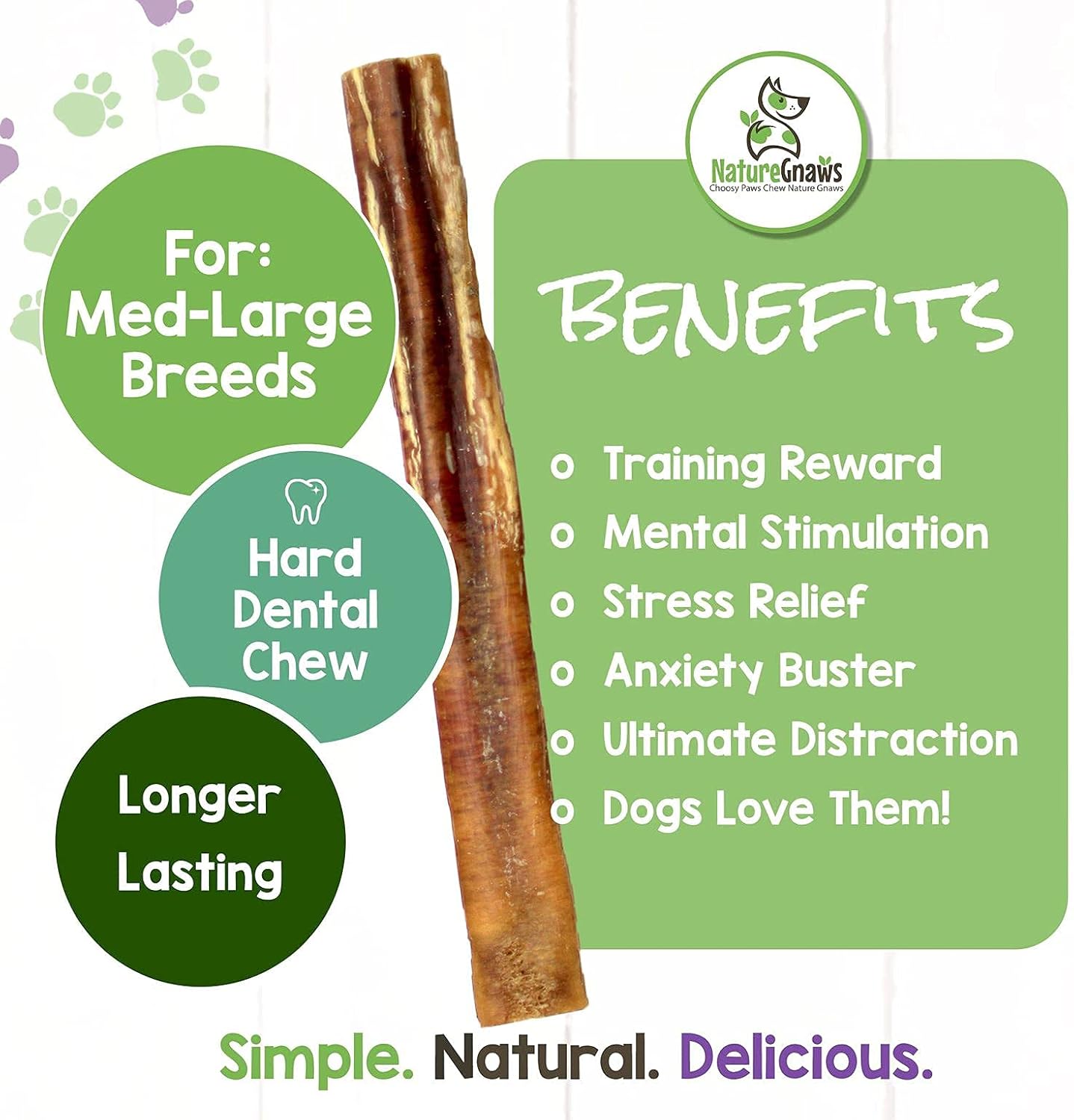 Nature Gnaws Extra Large Bully Sticks for Dogs 11-12" (3 Count) - Thick Long Lasting for Aggressive Chewers and Heavy Chewers - Natural Beef Dog Chew Bones : Pet Supplies
