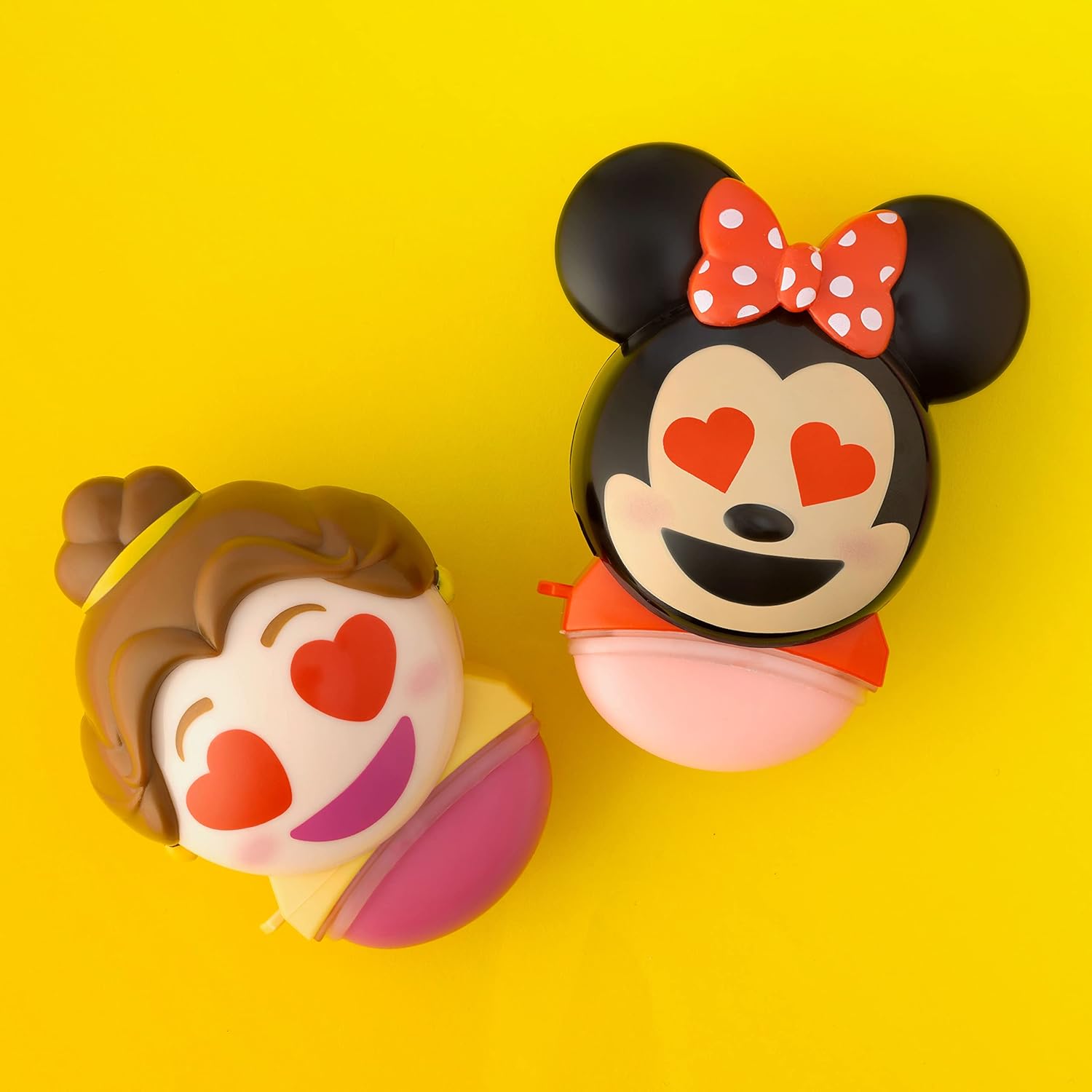 Lip Smacker Disney Minnie Mouse and Beauty And The Beast Belle Emoji Lip Balm Duo, Flavored Strawberry Lemonade, Bow-nade, 2 Pack : Beauty & Personal Care