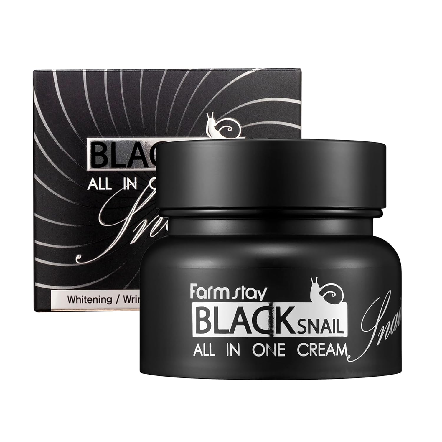 Farmstay Black Snail All In One Cream - Snail Mucin Cream For Firm, Hydrated Skin - Tones Skin And Targets Wrinkles - Improves Elasticity - 2.5 Oz