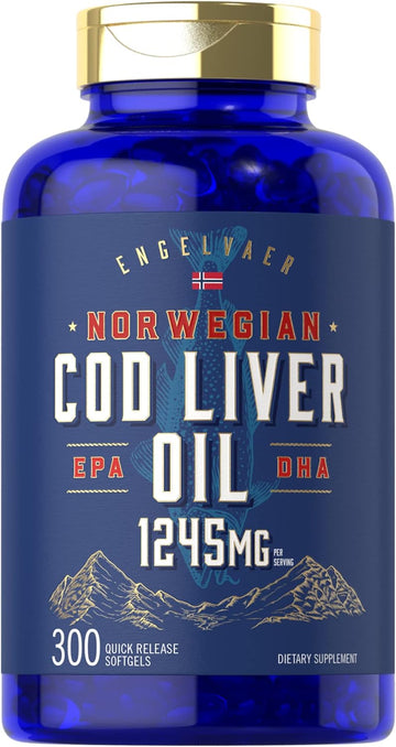 Carlyle Cod Liver Oil Softgels | 1245mg | 300 Count | Norwegian | Non