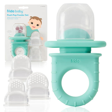 Frida Baby Push Pop Feeder, Baby Fruit Feeder, Baby Fruit Food Pacifier to Safely Introduce New Foods, Fresh + Frozen Food Silicone Feeder for Babies, BPA Free,Dishwasher Safe