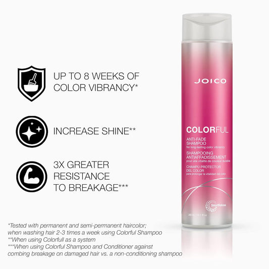 Joico Colorful Anti-Fade Shampoo And Conditioner | For Color-Treated Hair | Preserve Hair Color & Vibrancy Long-Term | Boost Shine & Reduce Breakage | Sulfate Free | With Camellia Oil & Pomegranate