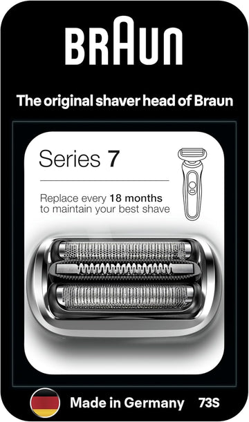 Braun Series 7 Electric Shaver Original Replacement Head, Easily Attach Your New Shaver Head, Compatible With New Generation Series 7 Shavers, 73S, Silver