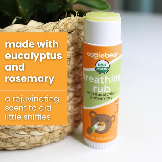 Oogiebear Baby Breathing Rub, Made With Naturally Soothing Eucalyptus & Rosemary, Usda Organic Safe For Babies 3 Months & Older, 0.5 Oz Balm