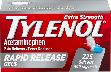 Tylenol Extra Strength Acetaminophen Rapid Release Gels, Pain Reliever And Fever Reducer Medicine, Gelcaps With Laser-Drilled Holes, 500 Mg Acetaminophen, 225 Count