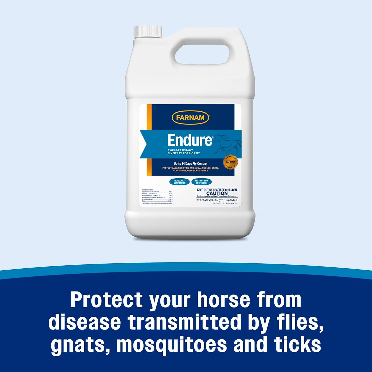 Farnam Endure Sweat-Resistant Fly Spray For Horses, Protects Against Lyme Disease, 15 Oz : Pet Supplies