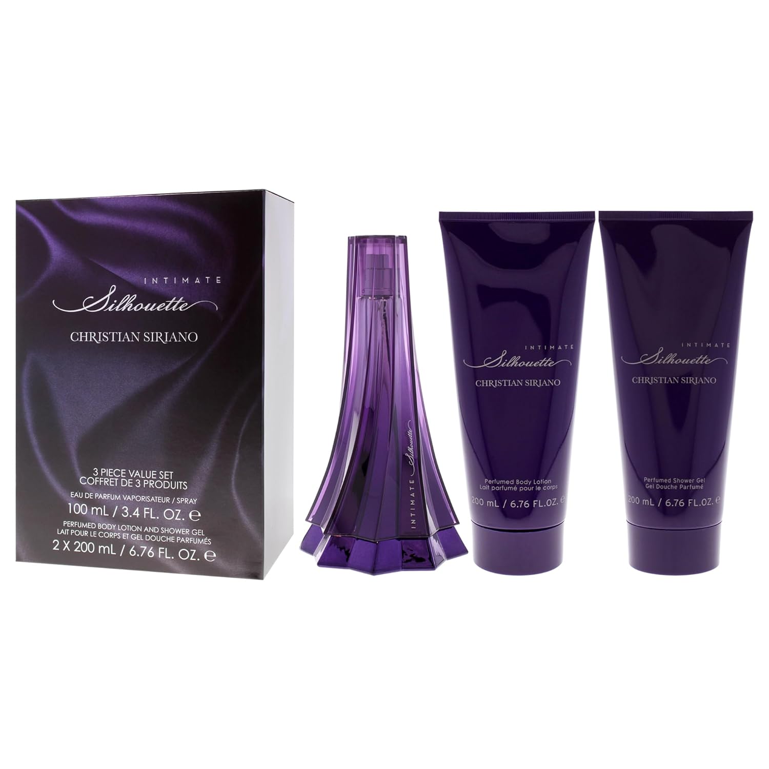 Christian Siriano Silhouette Intimate For Women - 3 Pc Gift Set 3.4Oz Edp Spray, 6.76Oz Body Lotion, 6.76Oz Shower Gel : Beauty & Personal Care