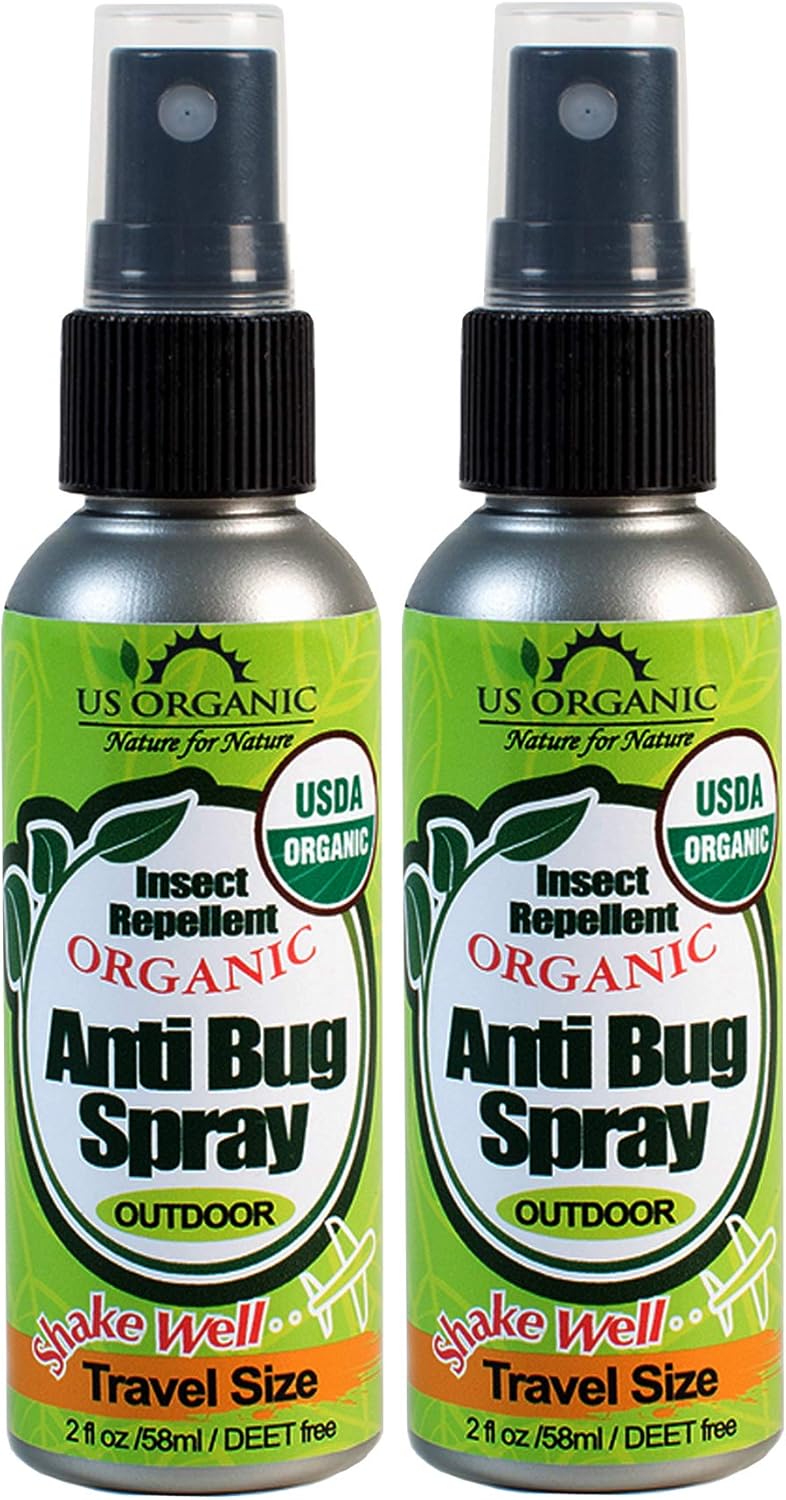 US Organic Mosquito Repellent Anti Bug Outdoor Pump Sprays, USDA Certification, Cruelty Free, Proven Results by Lab Testing, Deet-Free (2 oz - Value 2 Pack)