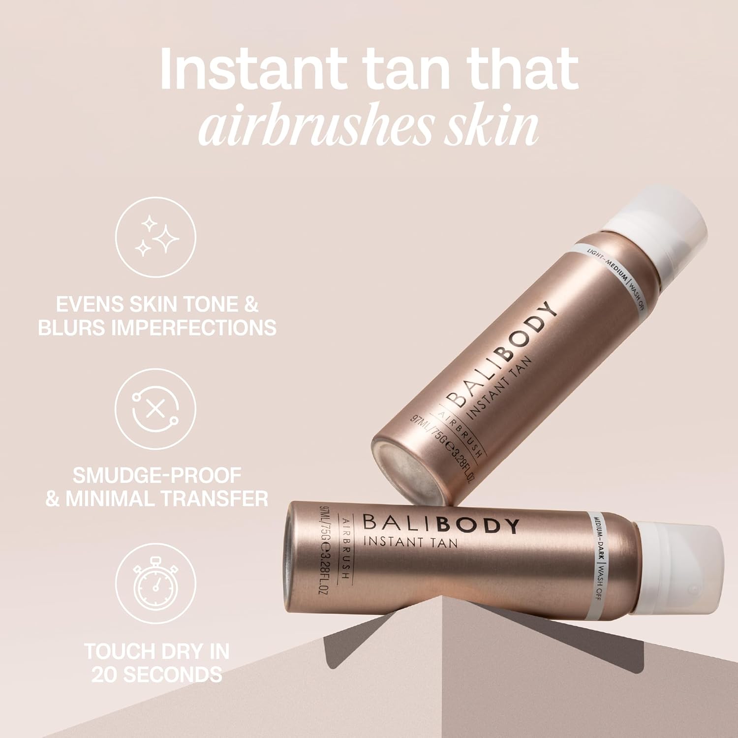 Bali Body Instant Tan Light-Medium | Skin Perfecting Aerated Spray, Instantly Flawless Airbrushed Bronzed Finish | Soothing for All Skin Types | Vegan, Cruelty Free, Australian Made (97 ml/3.28 fl oz) : Amazon.co.uk: Beauty