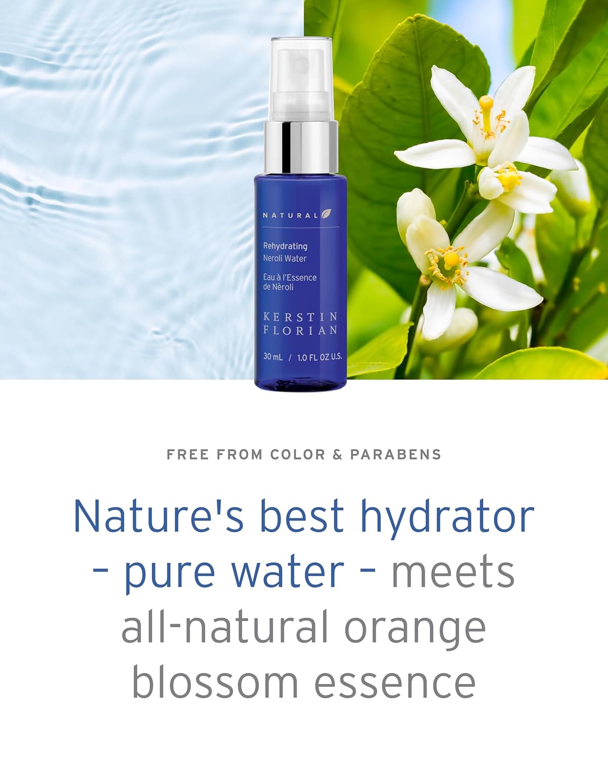 Kerstin Florian Neroli Water Face Mist | Orange Blossom Aromatherapy Spray | Hydrate & Refresh Skin With Probiotics & Peptides | All Natural | Vegan | Cruelty Free (1.0 Fl Oz) : Beauty & Personal Care