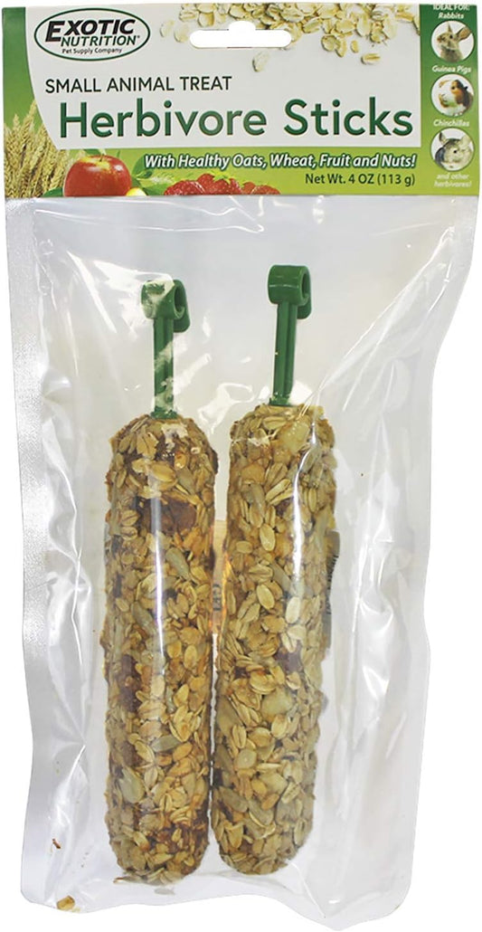 Herbivore Sticks - Healthy Crunchy Chew Foraging Treat - Guinea Pigs, Rabbits, Chinchillas, Squirrels, Prairie Dogs, Degus, Hamsters, Rats & Other Herbivores - Fruits, Seeds, Grains, Oats, Vitamins