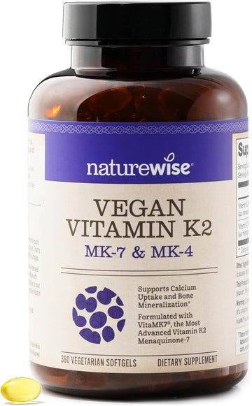 Naturewise Vitamin K2 Mk-7 100Mcg And Mk-4 500Mcg - Enhanced Bioavailable Formula - K Complex Supplement For Bone And Heart Health - Vegan, Gluten Free, Non-Gmo - 360 Softgels[1-Year Supply]