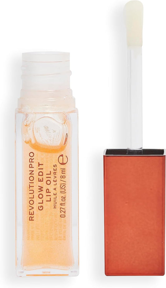 Revolution Pro, Glow Edit Shimmer Lip Oil, Non-Sticky & Hydrating Formula, Contains Vitamin E, Glossy Finish, Forever Orange, 8Ml (Pack Of 2)