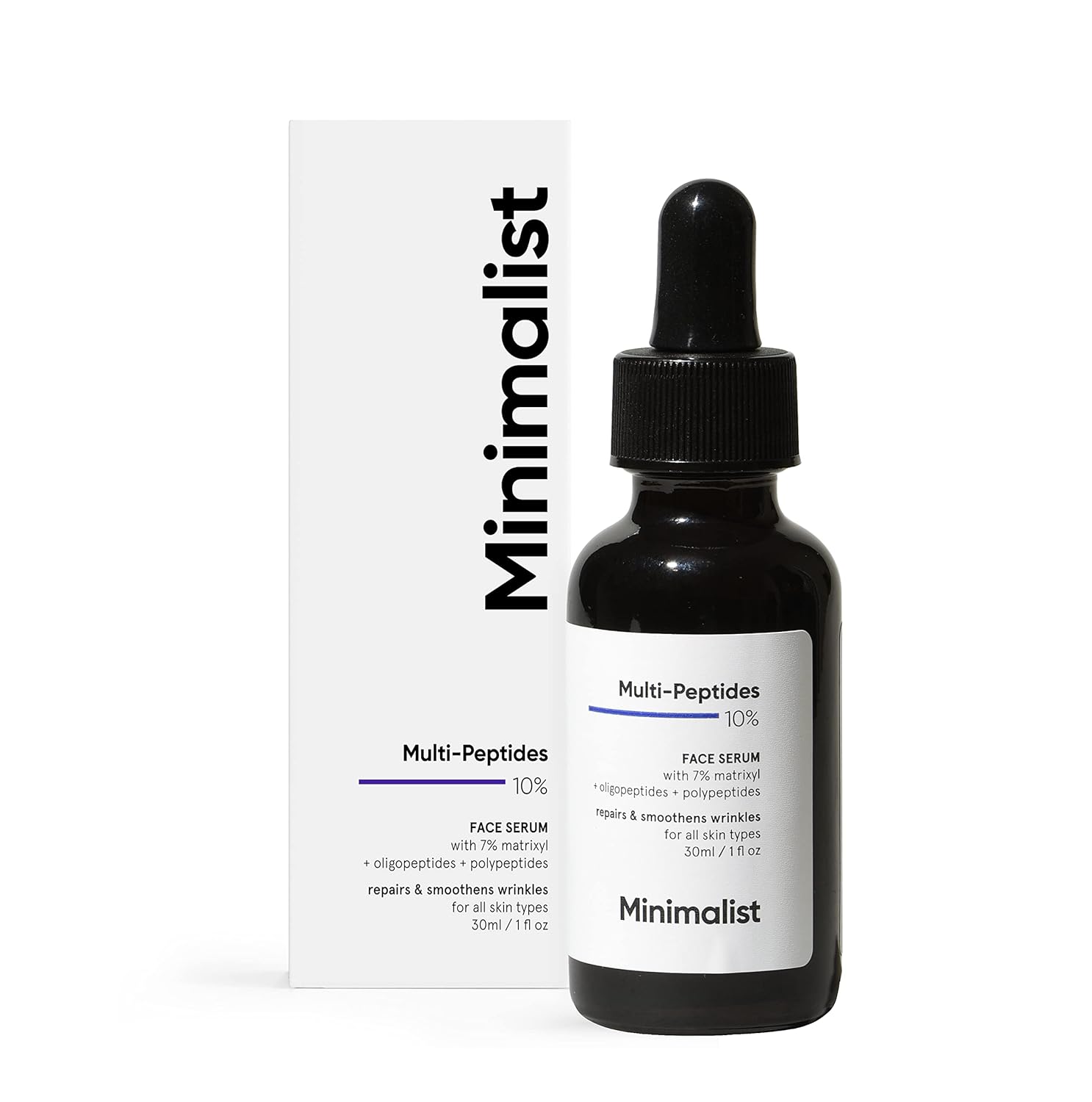 Minimalist Multi Peptide Night Face Serum For Anti Aging With Collagen Boosting | Reduces Wrinkles | Hydrating Serum With 7% Matrixyl 3000 & 3% Bio-Placenta | For Women & Men | 1 Fl Oz / 30 Ml