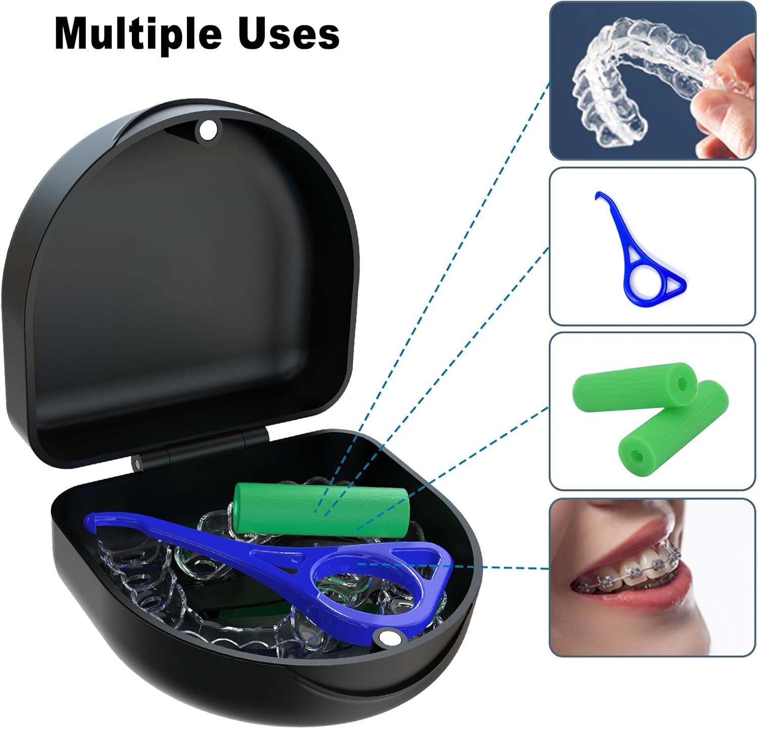 Retainer Case Denture Case: Bvn Orthodontic Dental Case, Slim Braces Case, Mouth Guard Case, Denture Box, Teeth Aligner Case, Night Guard Case Container Storage Holder Purple : Health & Household