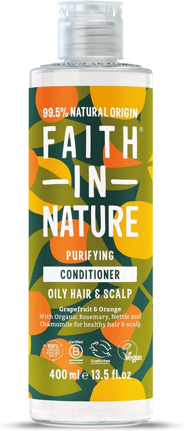 Faith In Nature Natural Grapefruit & Orange Conditioner, Purifying For Oily Hair & Scalp, Vegan & Cruelty Free, No Sls, Silicones Or Parabens, 400Ml
