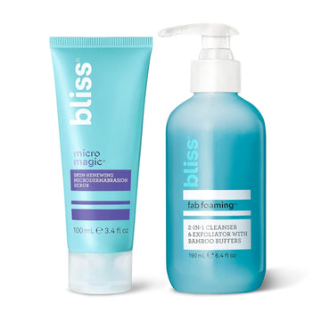 Bliss Exfolating Duo: Bliss Micro Magic- Skin-Renweing Microdermabrasion Scrub &Fab Foaming 2-In-1 Cleanser And Exfoliator With Bamboo Buffers