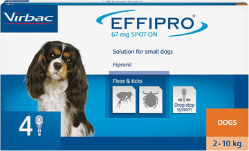 Effipro Flea & Tick Spot-On For Small Dogs 2-10Kg | Fast-Acting | 4 Pipettes| Vet-Strength Formula | Easy To Apply | Kills Fleas & Ticks