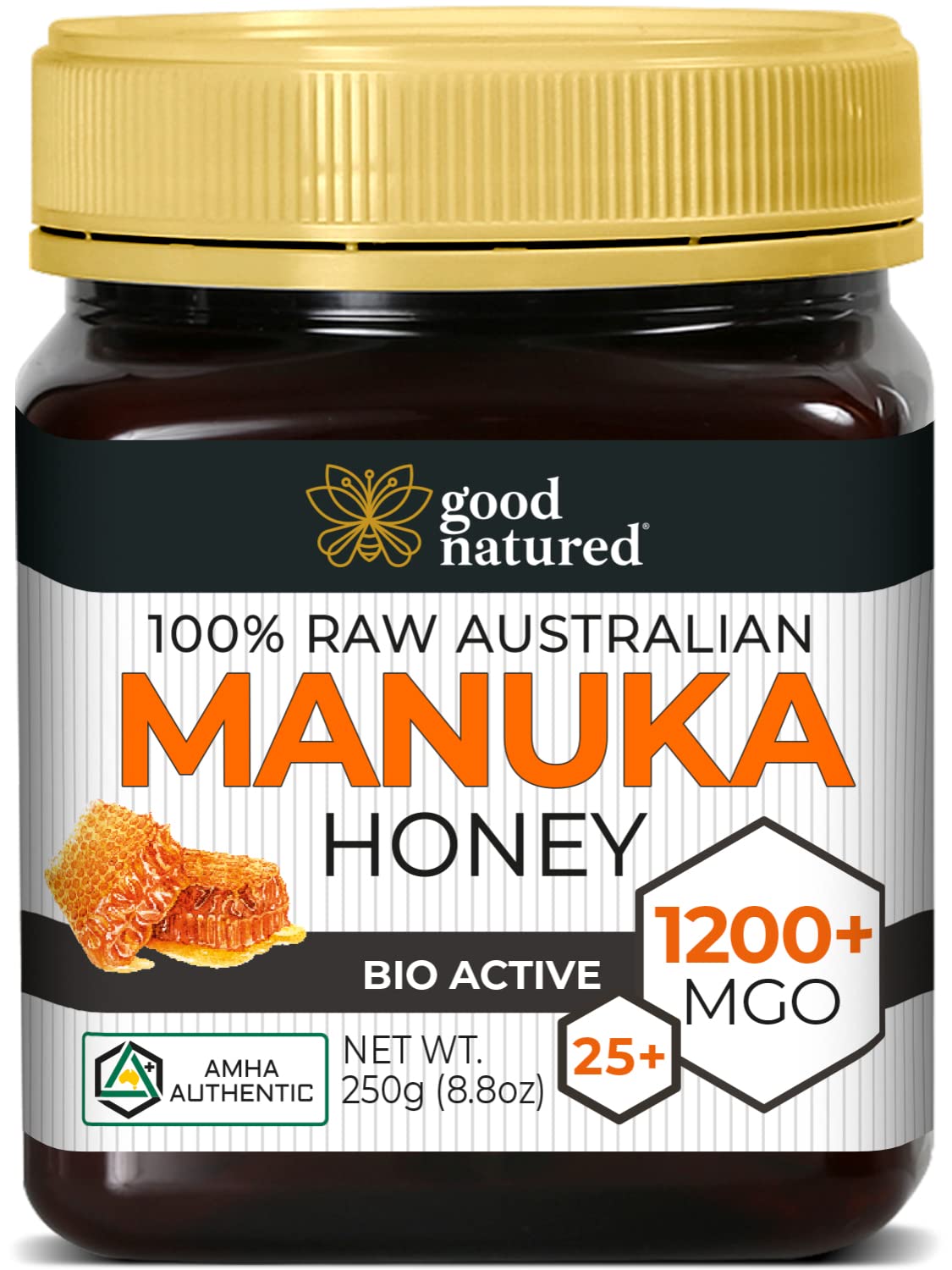 Raw Manuka Honey MGO 1200+ - Highest-Strength Honey Manuka - Pure Manuka Honey - 250g - 8.8 oz - Good Natured