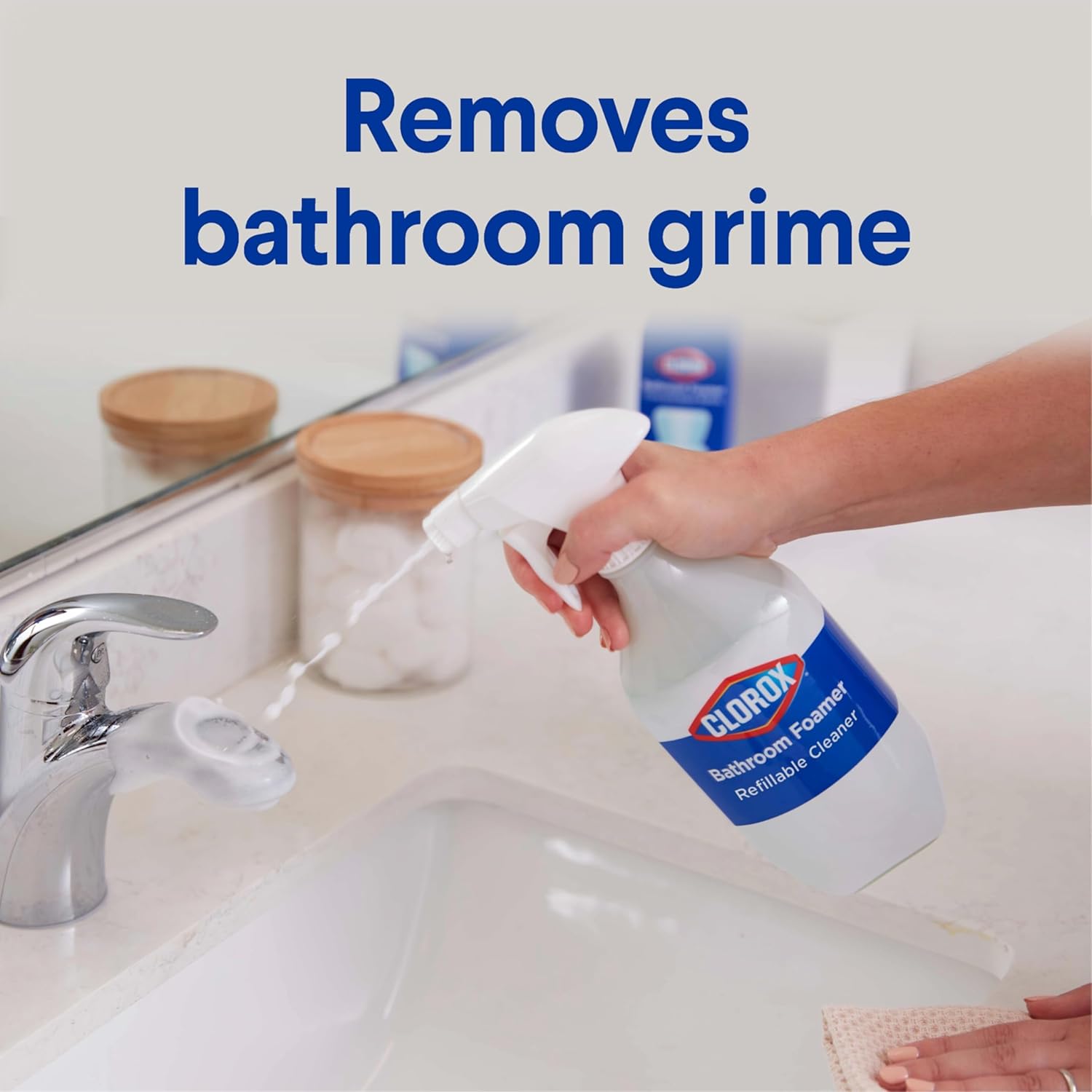 Clorox Bleach-Free Bathroom Foamer Refill Pods, Household Essentials, Rain Clean, 3 Spray Refills