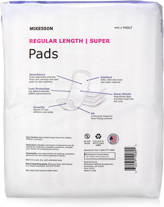 Mckesson Super Pads For Women, Incontinence, Moderate Absorbency, 8 1/2 In, 22 Count, 6 Packs, 132 Total