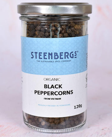 Steenbergs Organic Black Peppercorns Large Jar - 120G