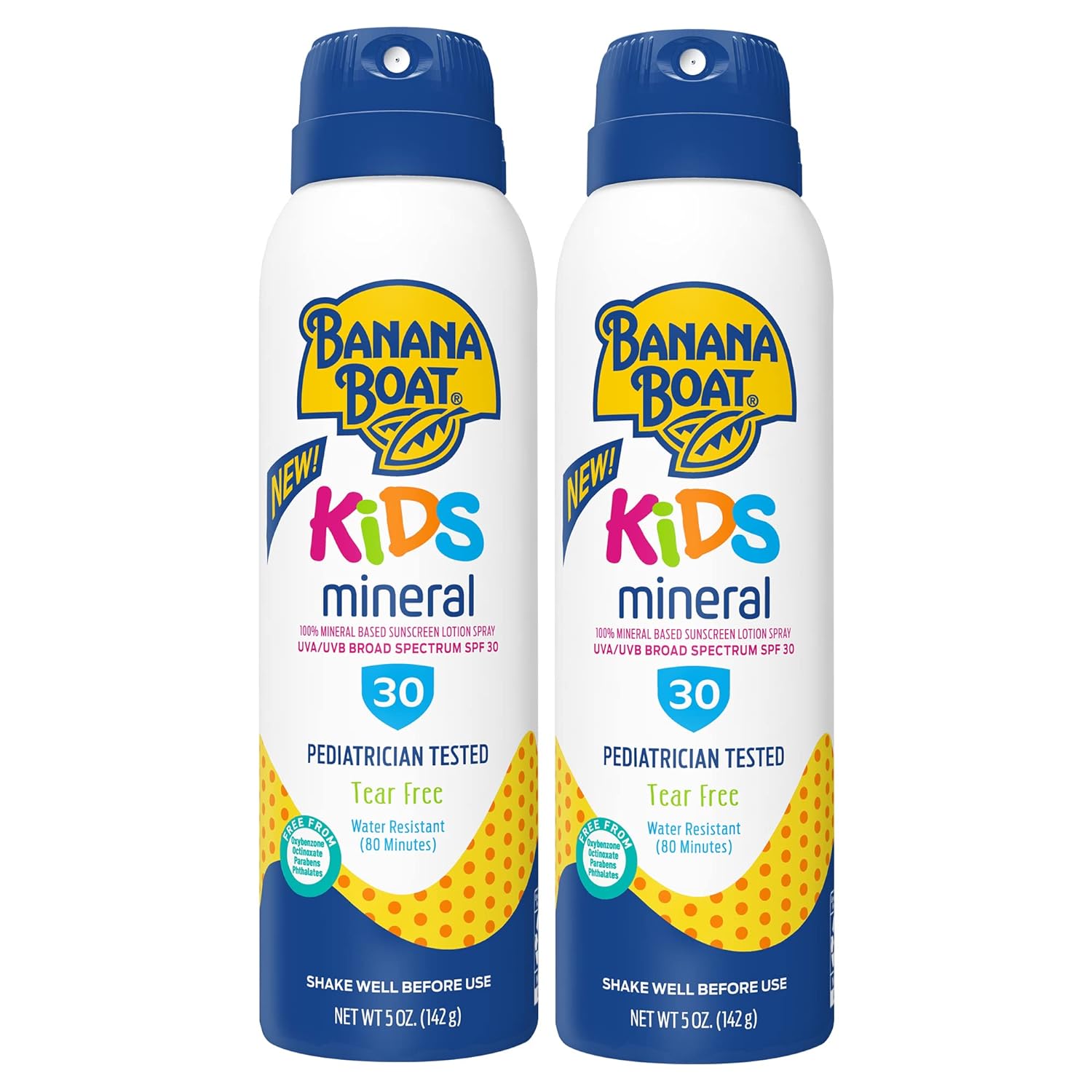 Banana Boat Kids Mineral Sunscreen Spray, Broad Spectrum SPF 30, 5 Fl Oz (Pack of 2)