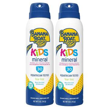 Banana Boat Kids Mineral Sunscreen Spray, Twin Pack | Kids Sunscreen Spray, Broad Spectrum Spf 30 Sunscreen Spray, Kids Spray Sunscreen, Mineral Sunscreen For Kids, 5Oz (Pack Of 2)